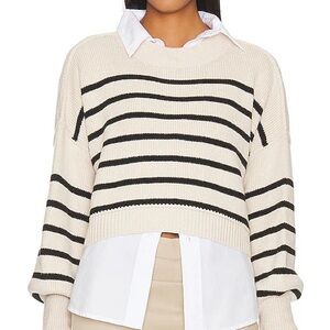 Free People Black and White Striped Sweater